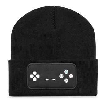 PS Controller - Recycelte Patch Beanie - Schwarz - Vorne