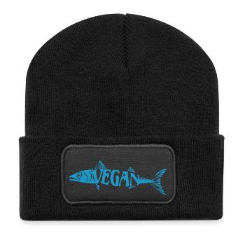 Veganer Vegetarier Tierschutz Geschenkidee - Recycelte Patch Beanie - Schwarz - Vorne