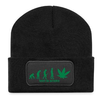 Weed Evolution -Born to smoke - Recycelte Patch Beanie - Schwarz - Vorne