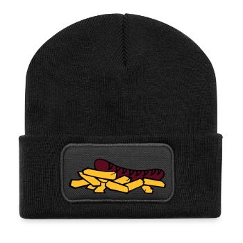 currywurst frite saucisse - Beanie recyclé à patch - noir - Devant