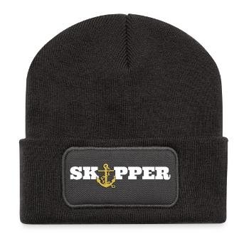 Skipper, Sailor, Seemann mit Anker - Recycled Patch Beanie - dark grey - Front