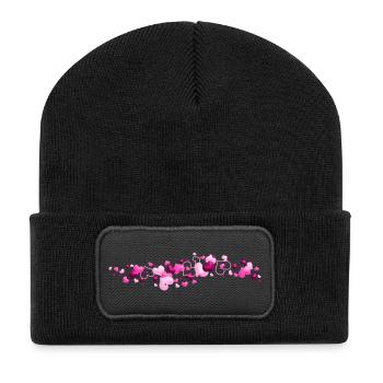 Pink Hearts Love Connection - Recycled Patch Beanie - black - Front