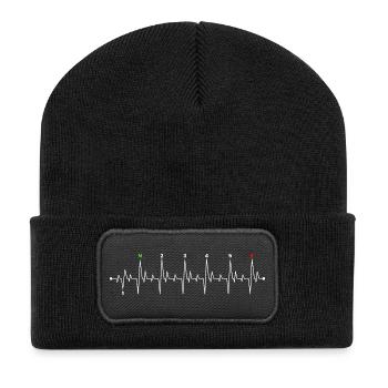 Pulse Line Neon Wave - Recycled Patch Beanie - black - Front
