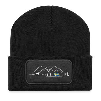Suède Camping Caravan Sverige Design - Beanie recyclé à patch - noir - Devant