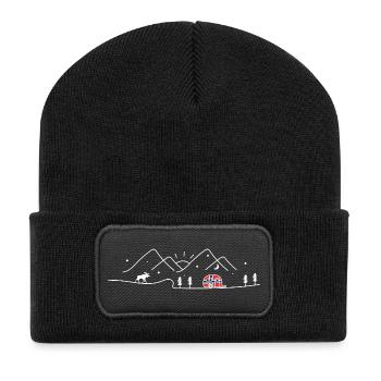 Norwegen Camping Wohnwagen Norway Design - Recycelte Patch Beanie - Schwarz - Vorne