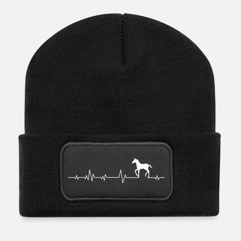 Pferd Pferde - Recycelte Patch Beanie - Schwarz