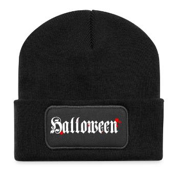 sprüche, Horror Motiv, coole Tees - Recycelte Patch Beanie - Schwarz - Vorne