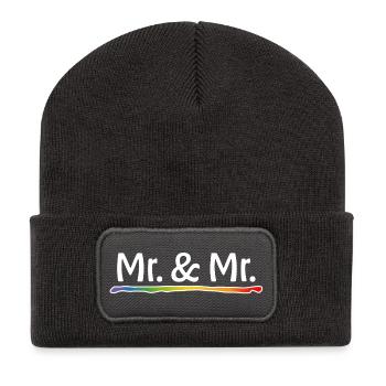 Mariage gay de M. et M. arc-en-ciel - Beanie recyclé à patch - charbon - Devant