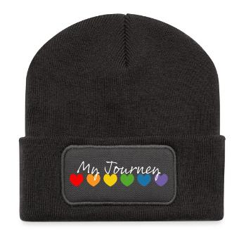 Cœur arc-en-ciel mon voyage blanc - Beanie recyclé à patch - charbon - Devant