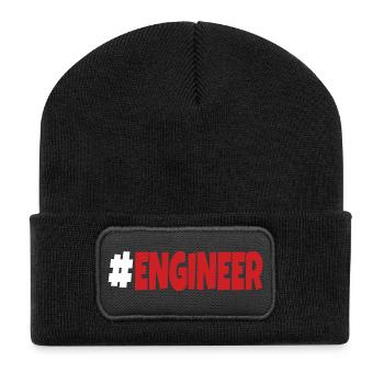 #engineer Weiß und Rot - Recycelte Patch Beanie - Schwarz - Vorne