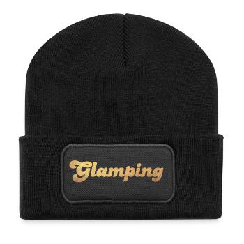 Glamping Gold Camping Camper Luxury Holidays Deluxe - Recycled Patch Beanie - black - Front