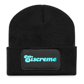Eiscreme Eis Icecream naschen Sommer Urlaub cool - Recycelte Patch Beanie - Schwarz - Vorne