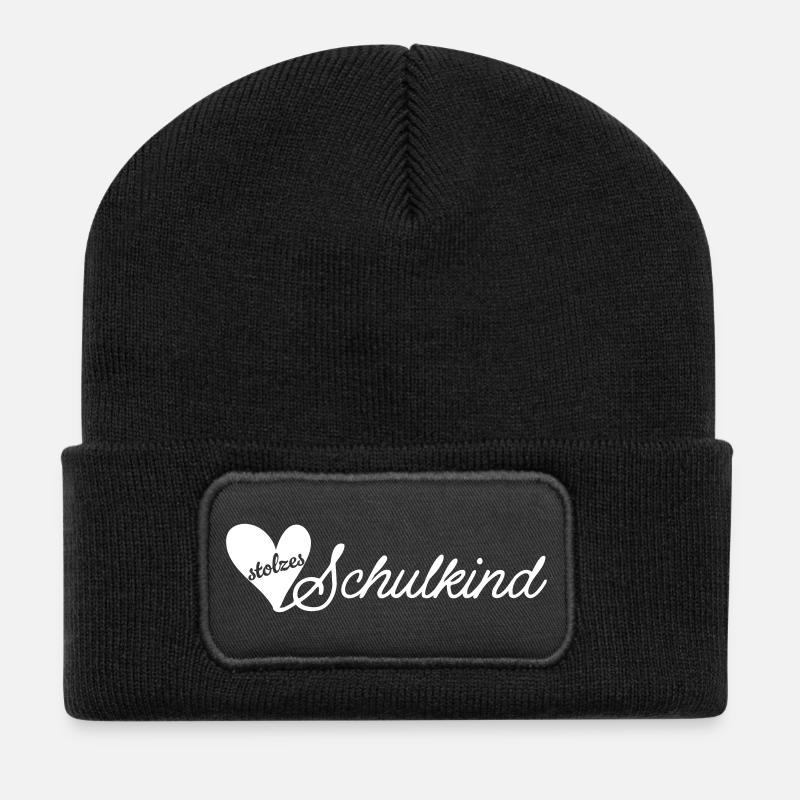 stolzes schulkind weiß - Recycelte Patch Beanie - Schwarz