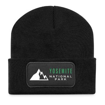 Parc national de Yosemite, Californie, Nature - Beanie recyclé à patch - noir - Devant