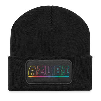 Design Azubi outline bunt - Recycelte Patch Beanie - Schwarz - Vorne
