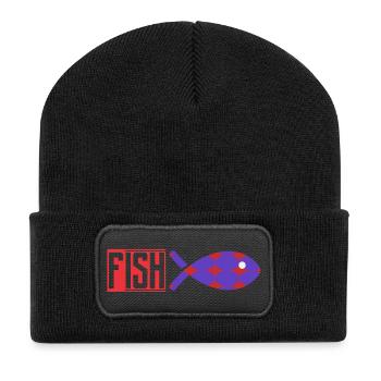 FISH. HUMOUR. POISSON. SARDINE. POISSON D'AVRIL - Beanie recyclé à patch - noir - Devant