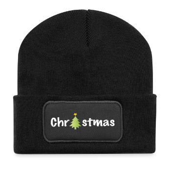 Christmas claim with tree - Recycelte Patch Beanie - Schwarz - Vorne