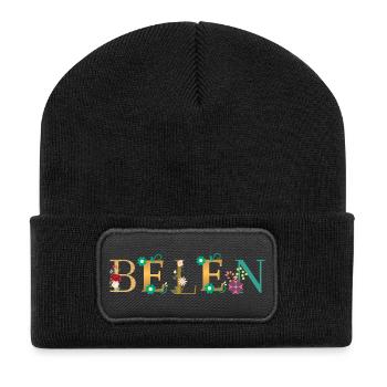 BELEN name decorated with flowers - Recycled Patch Beanie - black - Front