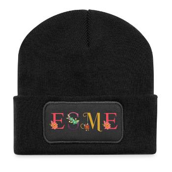 ESME name decorated with flowers - Recycled Patch Beanie - black - Front