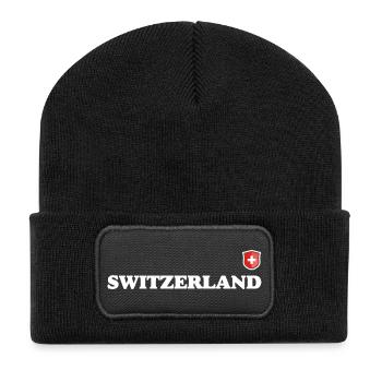 Schweiz - Recycelte Patch Beanie - Schwarz - Vorne