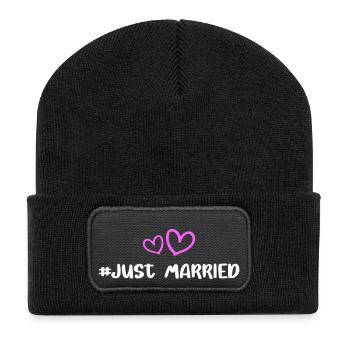 Just Married Wedding Heart - Recycled Patch Beanie - black - Front