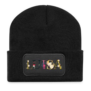 Luisa - Recycelte Patch Beanie - Schwarz - Vorne