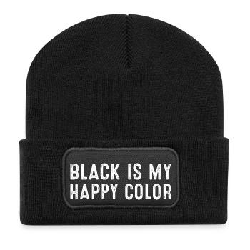 Le noir est ma déclaration de couleur heureuse pour les âmes audacieuses - Beanie recyclé à patch - noir - Devant