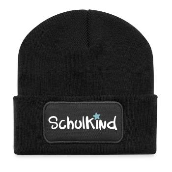 SCHULKIND Einschulung Schulanfänger Schulstart - Recycelte Patch Beanie - Schwarz - Vorne