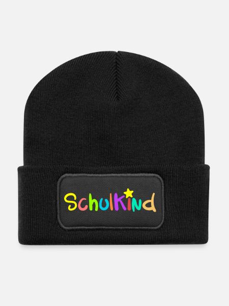 SCHULKIND - Einschulung Erstklässler Klasse 1 - Recycelte Patch Beanie - Schwarz