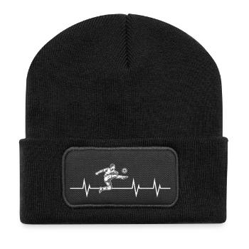 Battement de cœur d’un joueur de football - Beanie recyclé à patch - noir - Devant