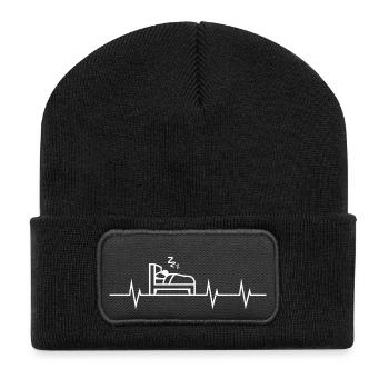 Heartbeat of Sleep - Good Night Edition - Recycelte Patch Beanie - Schwarz - Vorne