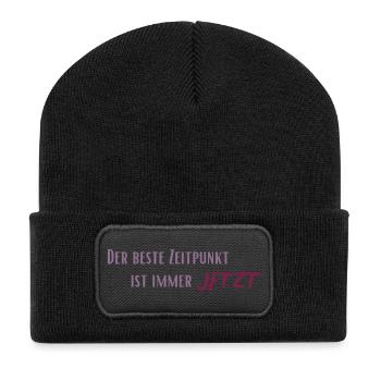 The best time is always now - Recycled Patch Beanie - black - Front