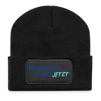 Der beste Zeitpunkt ist immer Jetzt - Recycelte Patch Beanie - Schwarz - Vorne