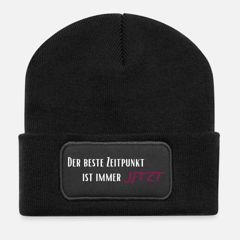 Der beste Zeitpunkt ist immer jetzt - Recycelte Patch Beanie - Schwarz