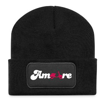 Amore Love Love Italy Fan Roller Police Cursive - Beanie recyclé à patch - noir - Devant