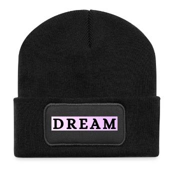 Dream in Pastelllila - Recycelte Patch Beanie - Schwarz - Vorne