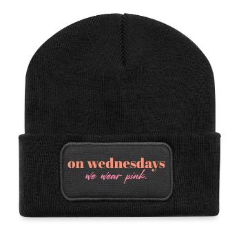 On Wednesdays We Wear Pink | Mean Girls Quote Desi - Recycelte Patch Beanie - Schwarz - Vorne