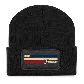 France - Dijon - Frankreich - Flagge - Streifen - Recycelte Patch Beanie - Schwarz - Vorne