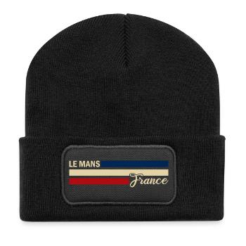 France - Le - Mans - Frankreich - Flagge Streifen - Recycelte Patch Beanie - Schwarz - Vorne