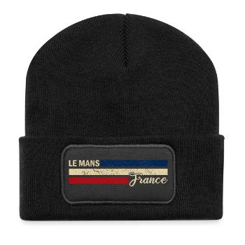 France - Le - Mans - Frankreich - Flagge Streifen - Recycelte Patch Beanie - Schwarz - Vorne