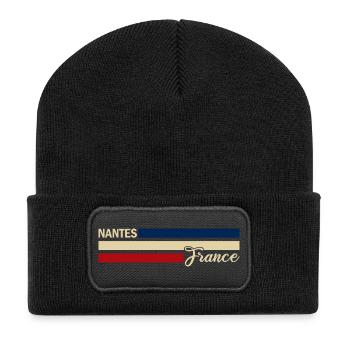 France - Nantes - Frankreich - Flagge - Streifen - Recycelte Patch Beanie - Schwarz - Vorne