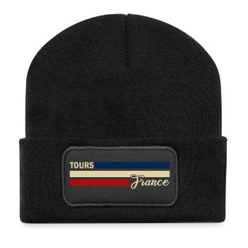 France - Toulon - Frankreich - Flagge - Streifen - Recycelte Patch Beanie - Schwarz - Vorne