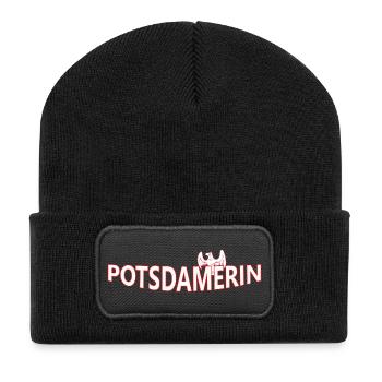 Potsdamerin - Recycelte Patch Beanie - Schwarz - Vorne
