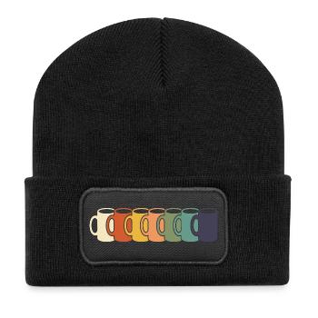 Rangée des tasses arc-en-ciel - Beanie recyclé à patch - noir - Devant