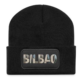 BILBAO – Modern Architectural Typography - Recycelte Patch Beanie - Schwarz - Vorne