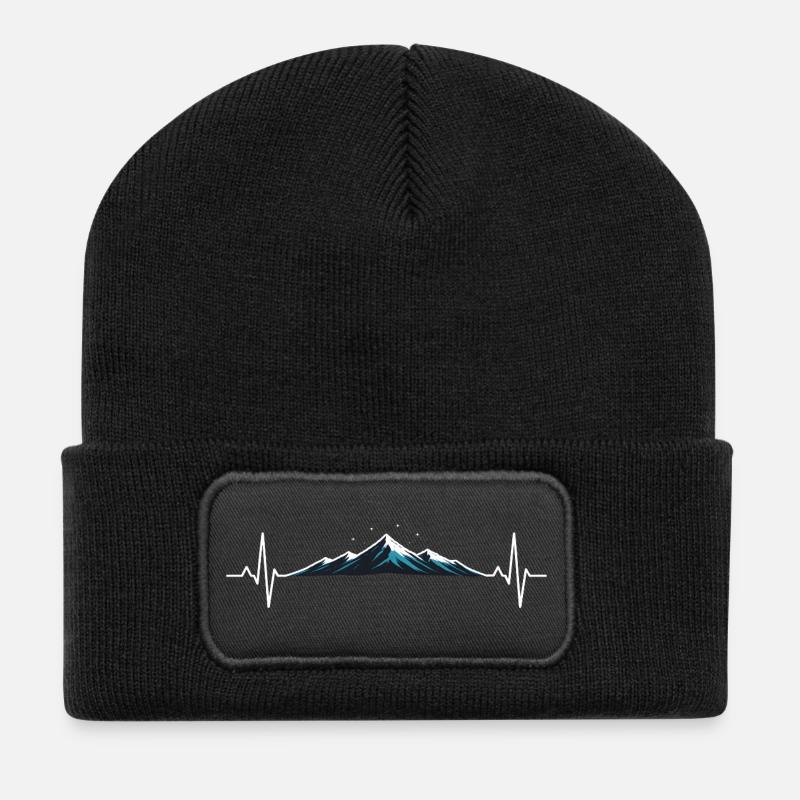 Herzschlag am Berggipfel - Recycelte Patch Beanie - Schwarz