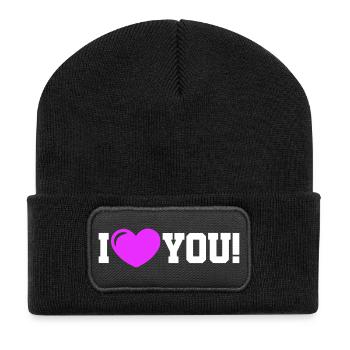 I love you - Ich Liebe Dich - Recycled Patch Beanie - black - Front