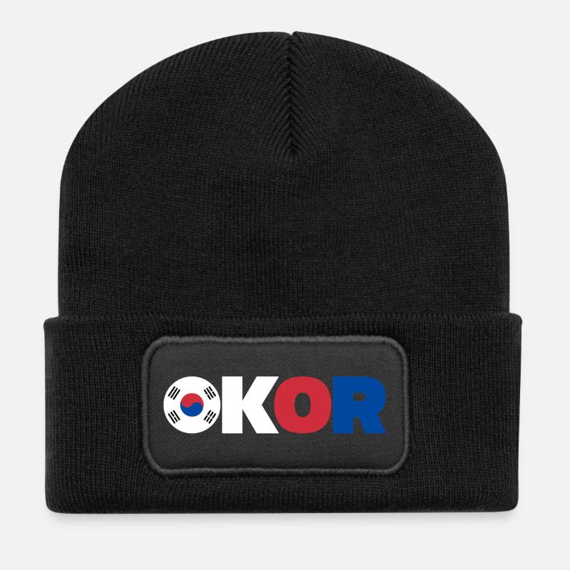 Korea - Recycelte Patch Beanie - Schwarz