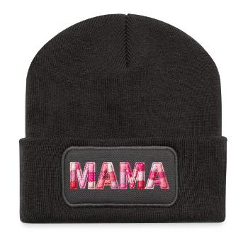 Mama Handmade Patchwork Schrift - Recycelte Patch Beanie - Dunkelgrau - Vorne