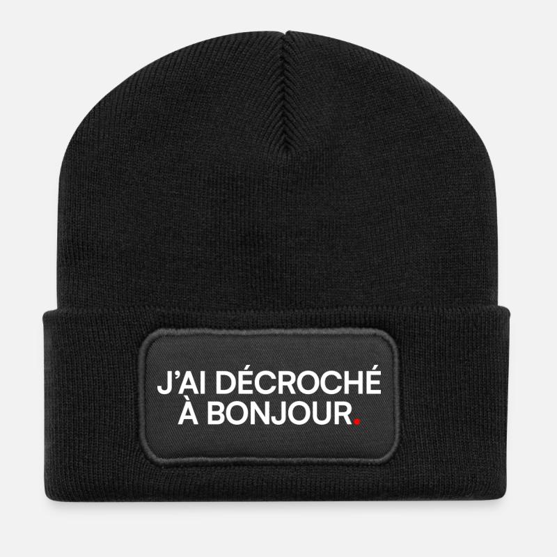 Ich habe das Hallo-Humor-Meeting aufgenommen - Recycelte Patch Beanie - Schwarz